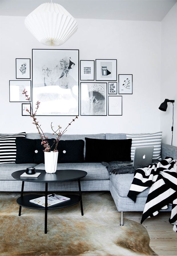طراحی داخلی با رنگ سفید و سیاه 